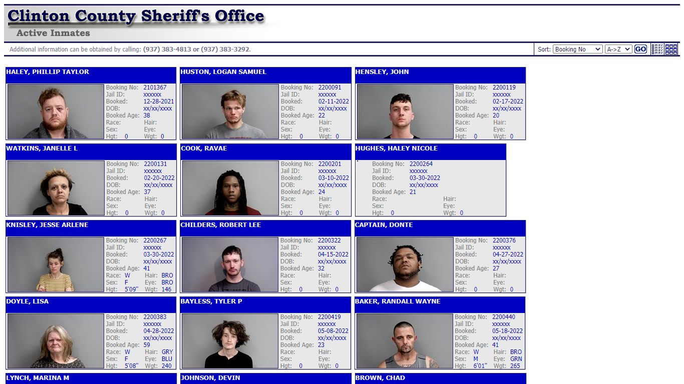 Clinton County Sheriff's Office - Active Inmates